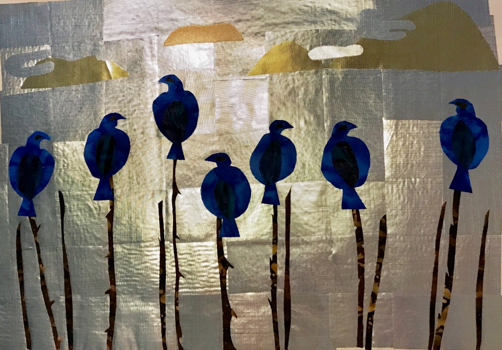 Birds in Fog, 13" x 10", 2017.